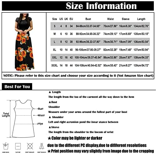 Ženski modni casual print okrugli vrat s kratkim rukavima velike veličine duge haljine