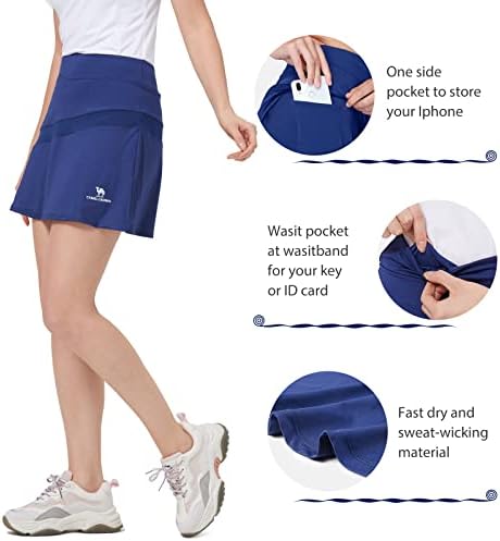 Kamela ženska tenisa Skorts obrisana je suknja s visokim elastičnim strukom za trčanje s mrežnim kratkim hlačama lagana za teretanu