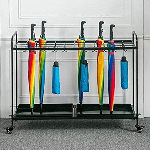 Generički jednostavni stalak za ručnike, držač kišobrana s uklonjivim kapljivim pladnjem i 48 kukica, antikni metalni kišobran Stand
