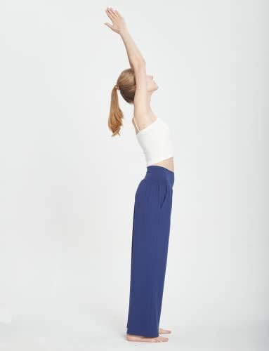 Halun ženske ležerne široke noge obrezane hlače joge trenirke s visokim strukom sa dnevnim boravkom s džepovima