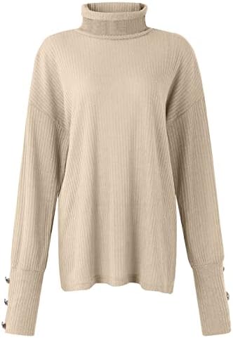 Ženski simpatični vrhovi labavi gumb za pulover Up Dugi rukavi Čvrsta boja pletena košulja za dno Zimske odjeće