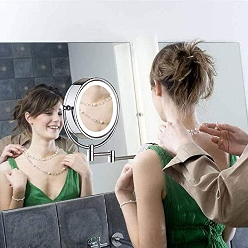 8,5 inča srebrno zidno LED ogledalo za šminkanje 3 puta veće osvijetljeno dvostrano povećalo ogledalo za šminkanje kupaonice spavaće