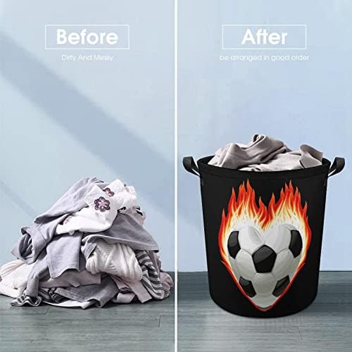 Košara za rublje u obliku srca nogomet u vatri sklopiva košara za rublje, košara za rublje, torba za odlaganje odjeće