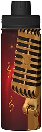 Vodena boca Mikrofon-Abstrakt-Musical od 18 oz, vakuuma od nehrđajućeg čelika, izolirana široka tikvica s poklopcem za izlijevanje