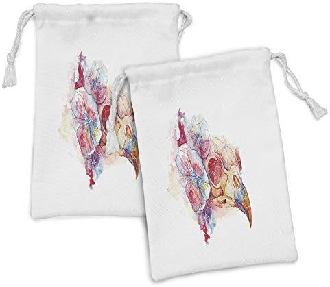 Kunična torbica od lubanje lubanje od 2, stil šareni dizajn raven glava s praznim očnim utičnicama i cvjetnim ukrasom, mala vreća za