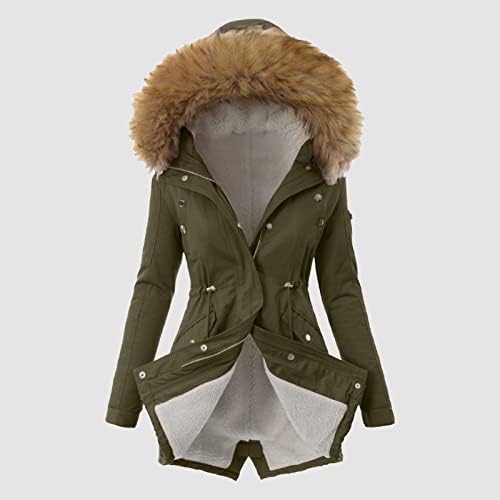 Humorand duga jakna za žene modni patentni zatvarač zadebljana sportska čvrsta boja plus veličina kapuljača vanjska kopča casual toplo