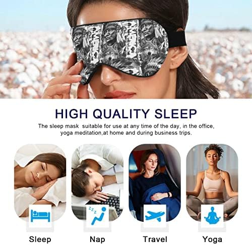 Unisex maska ​​za spavanje retro-američke-indijsko-vukove noćne maske za spavanje udobna nijansa za spavanje nijansa