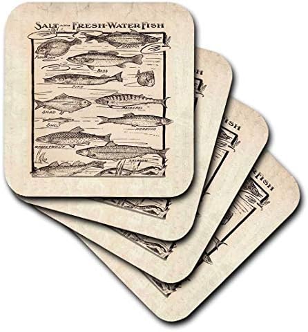 3Drose CST_58490_3 Antička karta ribe svježa n slana voda keramičke pločice podmorske pločice