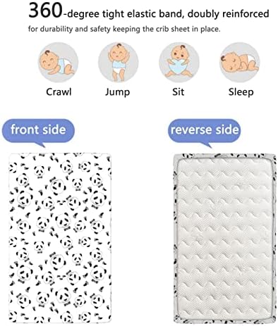 Panda tematski obloženi krevetić, Standard Crib madrac opremljeni lim mekanog i rastezljivog obloge s krevetićima s limunicama za djevojčice