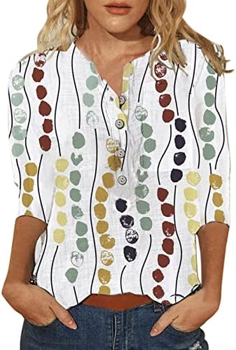 DSFVUS ženske vrhove modne grafičke majice za tiskanu majicu Polu rukava gumbi za bluze gore okrugli vrat Rad ležerna košulja s džepom