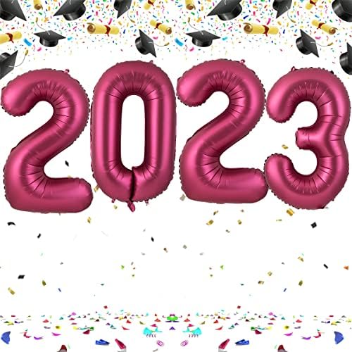 2023. diplomski balon Burgundy Folija broj baloni, za 2023. Dekor za diplomiranje, Osiguravanje dekora, 42 inča