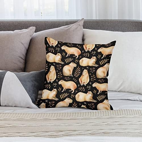 Crni crtić Capybara za bacanje jastuka za jastuke set od 2 jastuka za kauč kauč za spavaće sobe ukrasni jastuci