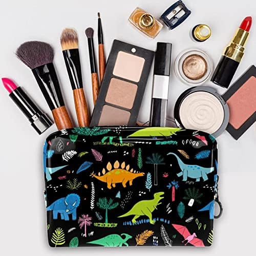 Tbouobt kozmetičke torbe za žene, šminkanje torbe za toalete toaletne torbe Organizator, tropska životinjska dinosaur crtani film