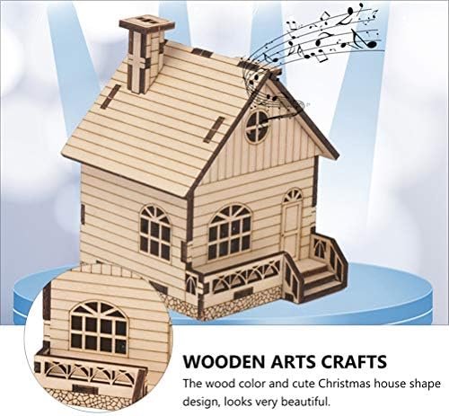 BUSTYARD 1 SET božićna kuća Music Box Wooden Diy Crafts Music Box Diy Materijal komplet