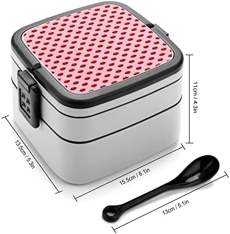 Usne crvene ručke kutije za ručak prijenosni dvoslojni bento kutija Velikog kapaciteta Kontejner za hranu za ručak sa žlicom