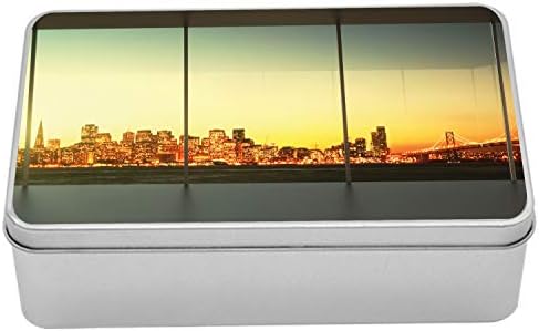Ambsonne Moderna limena kutija, prazan ured na zalasku sunca s pogledom na Skyline Architecture u centru grada gradske umjetnosti,