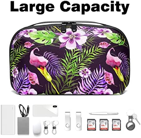 Prijenosna elektronička torba za organizatore s cvjetnim uzorkom ljetna tropska putna torba za pohranu kabela za tvrde diskove, dodatne