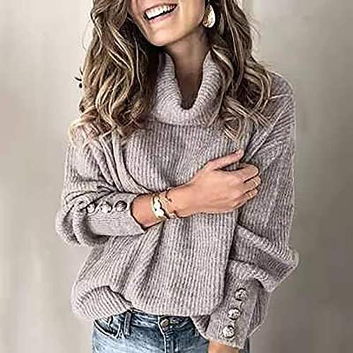 Ženska proljetna moda 2023 Turtleneck Pulover gumb Dugi rukavi labavi pleteni džemper vrhovi džempera