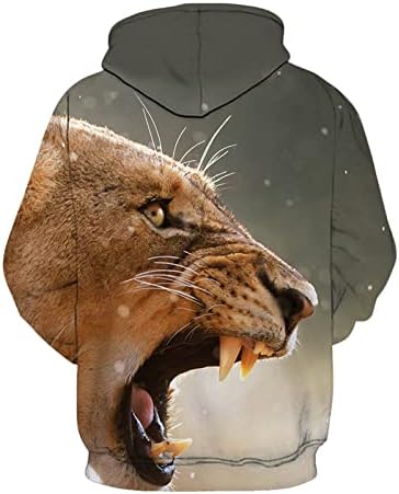 Modni 3d lav ispisani džemper za kapuljače za muškarce labave pamučne atletske bluze vrh vanjskog ležernog kapuljača s kapuljačama