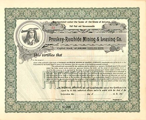 Proskey-Rawhide Mining and Leasing Co. - Potvrda o skladištu