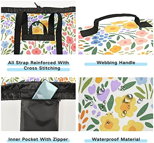 Cvjetna torba za rublje s prekrasnim cvijećem i naramenicama, ruksak za rublje, torba za vezanje, viseća košara za stan, dom, spavaonica,