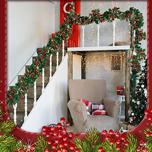 Dingion 12 ft bobica bobica božićna vijenca Fleksibilna umjetna zatvorena vanjski dekor Xmas Pine Farmhouse za kućni zimski odmor Nova