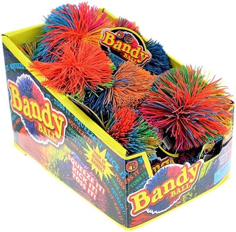 Fluff Ball Bandy Ball igračke od Ja-Ru Stripy gumene kuglice za djecu i odrasle. Senzorni stres ublažavanje igračaka. Zabavna dlakava