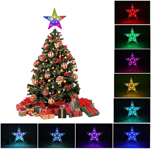 Befoxfo božićno stablo zvijezde Topper Lights 8.5inch 10LED višebojani s svestranim daljinskim upravljačem 3AA STARLOVNI SVJETLO SVJETLO