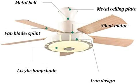 Higoh stropni ventilator sa svjetlima, LED glazbe Fan Light Ultra-tihi Inteligentni daljinski upravljač Leaf Restaurant dnevni boravak