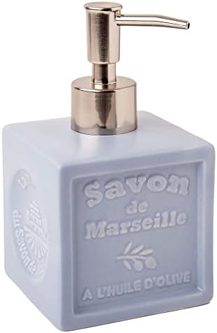Maison du Savon - pumpa za dozator sapuna za keramički sapun - svijetloplava - glava četkana aluminijska pumpa - drži 300 ml tekuće