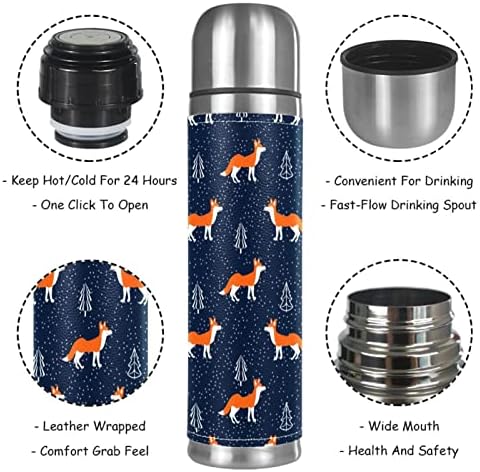 Slatka životinjska lisica uzorak vakuum izolirana termos boca od nehrđajućeg čelika 16oz, boca vode bez propuštanja bez upotrebe BPA