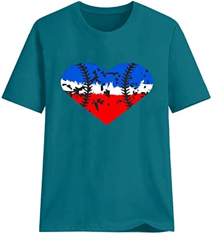 Ženske ljetne majice vrhovi Love Heart print bejzbolske košulje redovne fit-criveck majice trendi grafičke majice