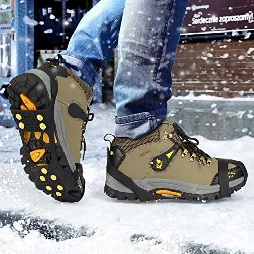 Eonpow ledeni hvataljci, led i snježni hvataljci preko cipela/čizme vuče gume od gumenih šiljaka protiv klizanja 10 čeličnih čepova