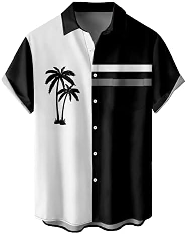 Havajska košulja za muškarce, muški gumb s kratkim rukavima Down Vintage Bowling majice Havajski ležerni tiskani ljetni plaža Košulja