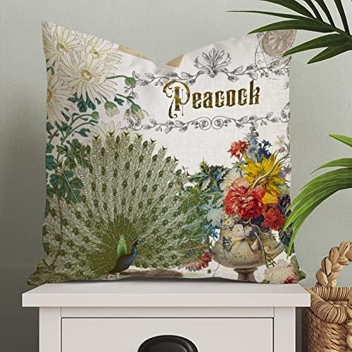 Vintage ljubičasta elegantna pauna koja stoji među cvjetovima bacaj jastuk poklopac šareni paunski dekor jastuk jastuk jastuk poklopac