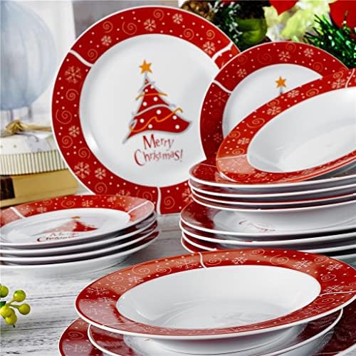 Hnkdd 36-komad božićnog stila porculanski keramički pribor za večeru sa 12*desertnom pločom, tanjur za juhu i tanjur za večeru set