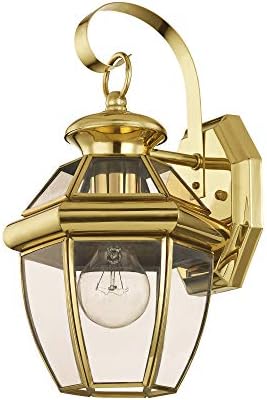 2051-02. 1. vanjska zidna svjetiljka od poliranog mesinga s završnom obradom od punog mesinga s prozirnim kosim staklom, zlato
