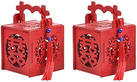Holibanna Bulk Candy Dekor za vjenčanje 4pcs Mini kineski šuplji lampan oblik drvena kreativna kutija za slatkiše vjenčani poklon za