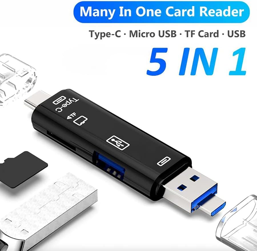 Višenamjenski čitač kartica VOLT + 5 u 1 kompatibilan s DJI Osmo Pocket, opremljen uređajem za čitanje kartica USB Type-C / microUSB
