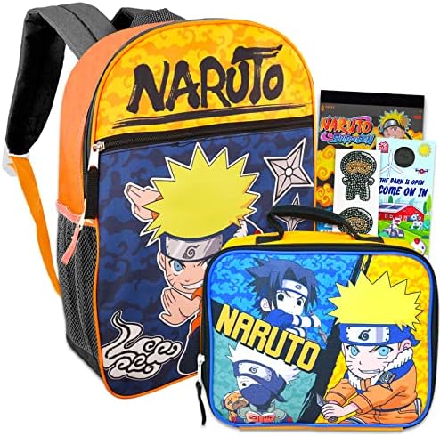 Naruto akcijski strip ruksak s kutijom za ručak-komplet s Naruto ruksakom od 16 inča, Naruto kutijom za ručak, naljepnicama i još mnogo