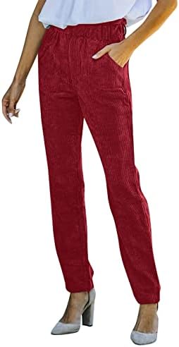 Jesenske i zimske hlače ženske corduroy vrećice za jeseni za žene plus veličine istrošeni elastični struk povremene hlače džep
