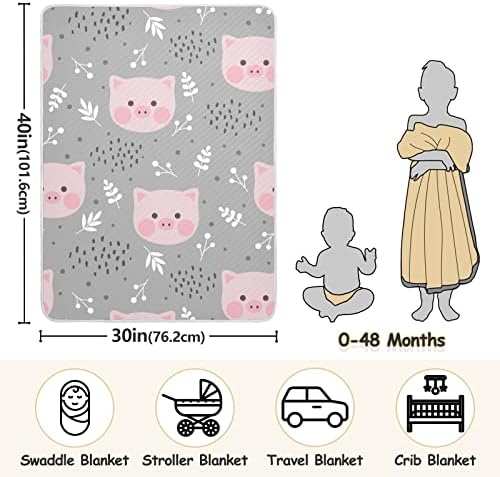 Deka za oblaganje slatka pig siva siva ružičasta svinja pamučna pokrivač za novorođenčad, primanje pokrivača, lagana mekana pokrivača
