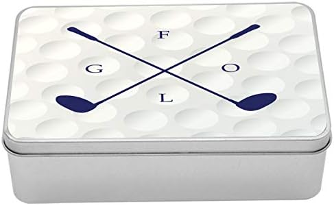 Ambsonne Golf Metal Box, Golf klubovi na balu balza Posnovane igračke igre Hobby Sports Illustracija Art, višenamjenski pravokutni