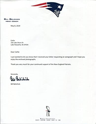 Bill Belichick New England Patriots Super Bowl Champ potpisao je pismo autografa JSA - NFL Autografirani razni predmeti
