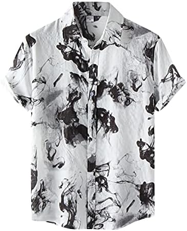 XXBR Muške havajske košulje kratke rukave tintu i pranje tiska casual majice Ljetna gumb dolje vintage labavi vrhovi plaže