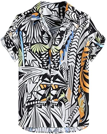 F_gotalna košulja za muške, muški kratki rukavi havajski print majica s plažom velika i visoka vitka fit casual ljetnih majica bluza