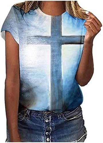 Ženska odjeća kratkih rukava s okruglim vratom od pamuka s grafičkim uzorkom srednjovjekovna bluza majica ljetna jesenska bluza za