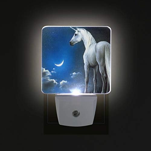 2 kom plug - in LED jednorog nightlight star nightlights sa senzorom bijelog svjetla od sumraka do zore Savršeno za kupaonicu, kuhinju