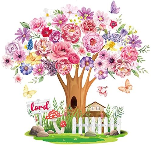 155 kom Cvjetno kršćansko drvo oglasna ploča Set proljetnih stabala izrezi rubni dekor Cvjetno drvo Vjerski zidni ukrasi oglasne ploče