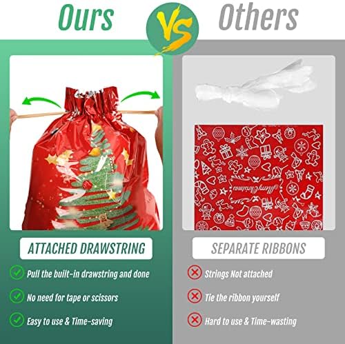 30pcs božićne poklon vrećice Postavite razne stilove božićne otiske Poklon vrećice s vrpcom i 30 oznaka za Chrismtas Party poklon favorizira